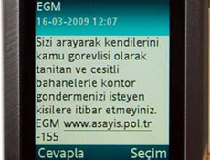 Emniyetten vatandaşa SMSli uyarı